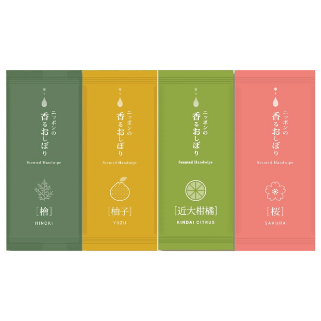 溝端紙工印刷 ニッポンの香るおしぼり ヒノキ/ユズ/近大柑橘/桜 1200枚入