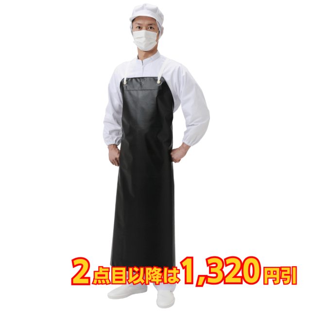 弘進ゴム ロン耐油 胸付前掛 黒
