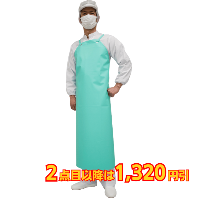 弘進ゴム タフライトソフト胸付前掛#10 金属ハトメ不使用 異物混入対策 ミント