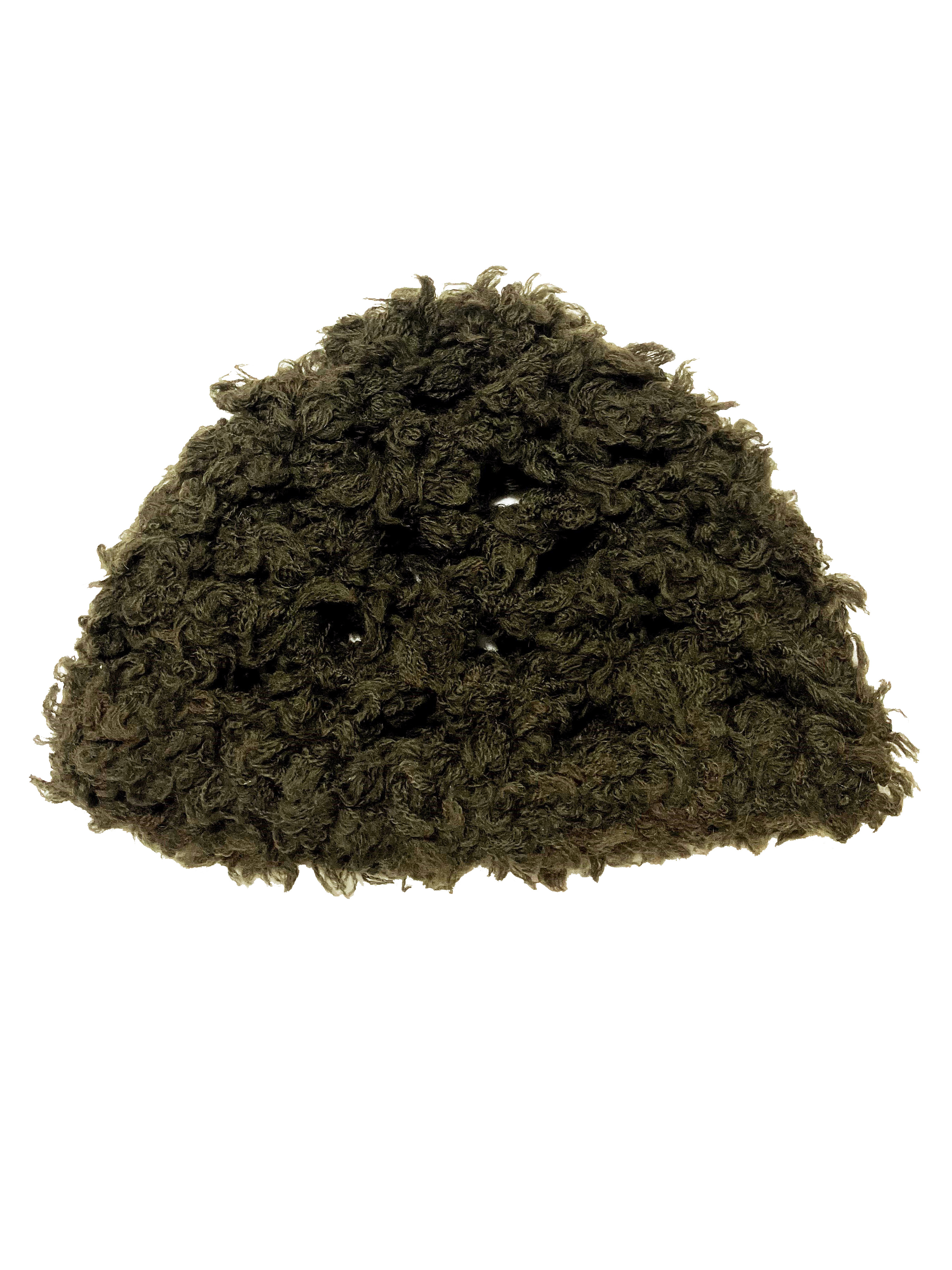 ニット、帽子、キャップ、ループヤーン、カーキ