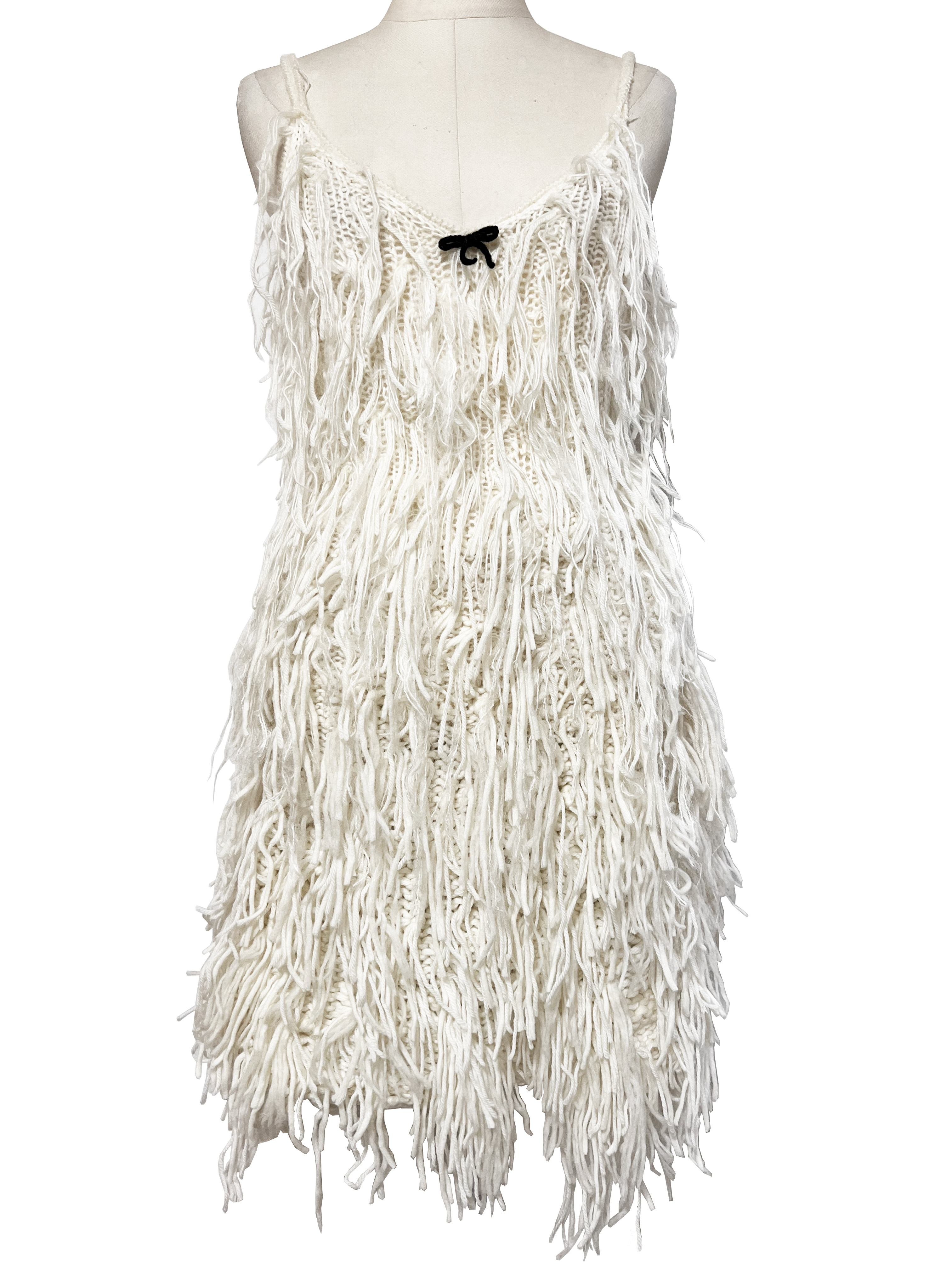 ニット、キャミソール、ワンピース、フリンジ、シャギー風