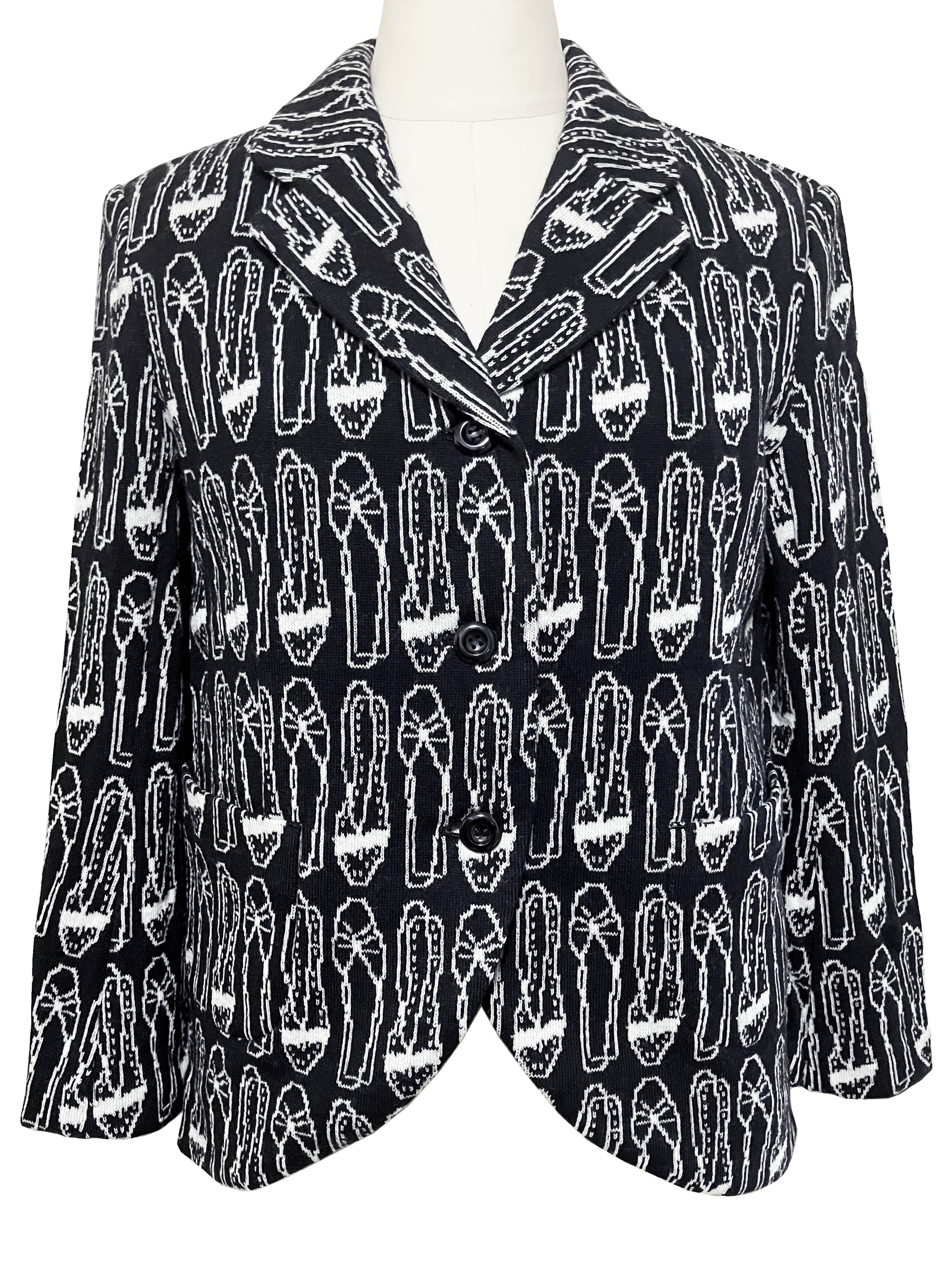 ジャケット、靴、ジャカード、ニット、長袖