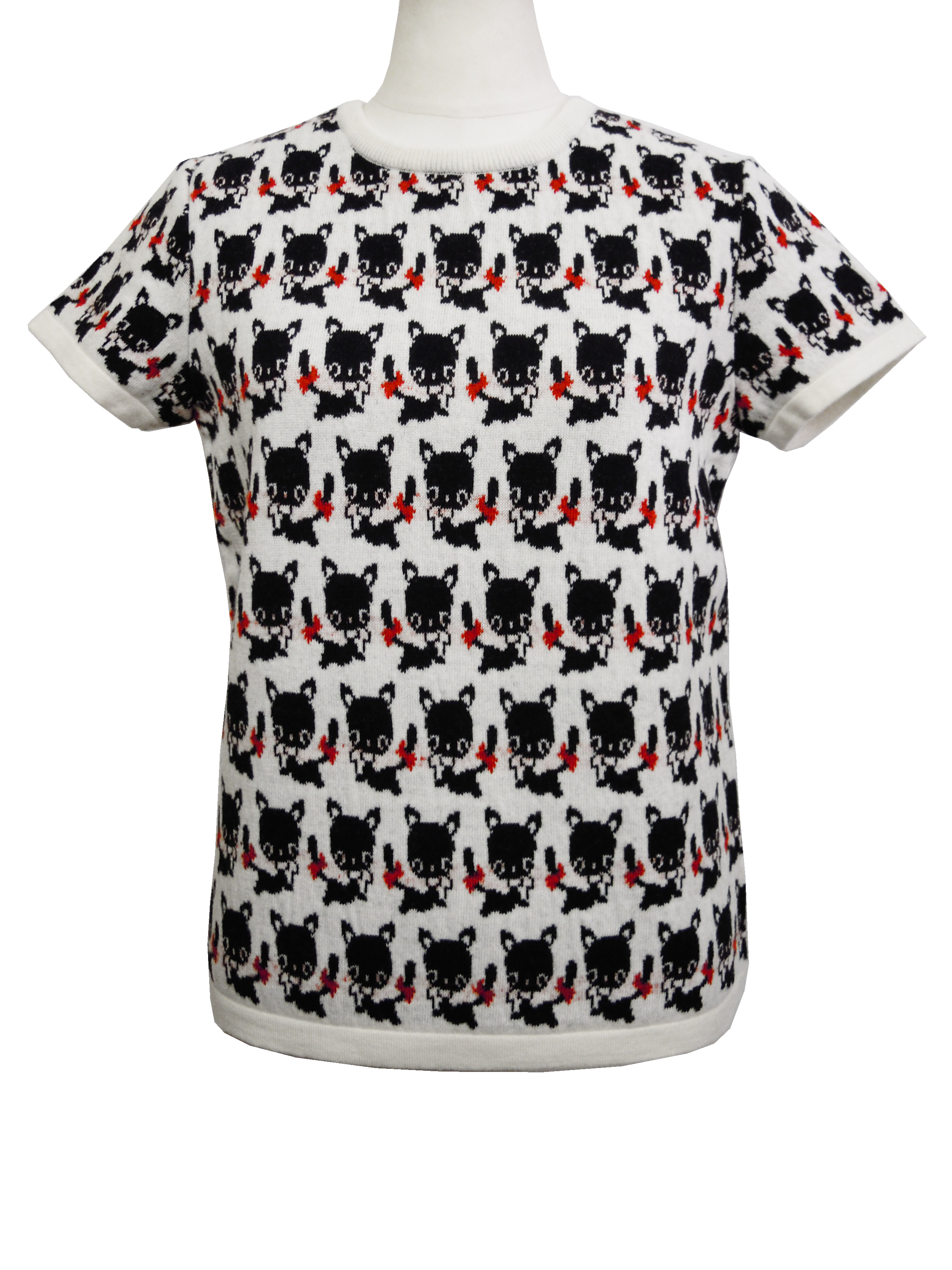 プルオーバー、動物、ジャカード、ニット、半袖