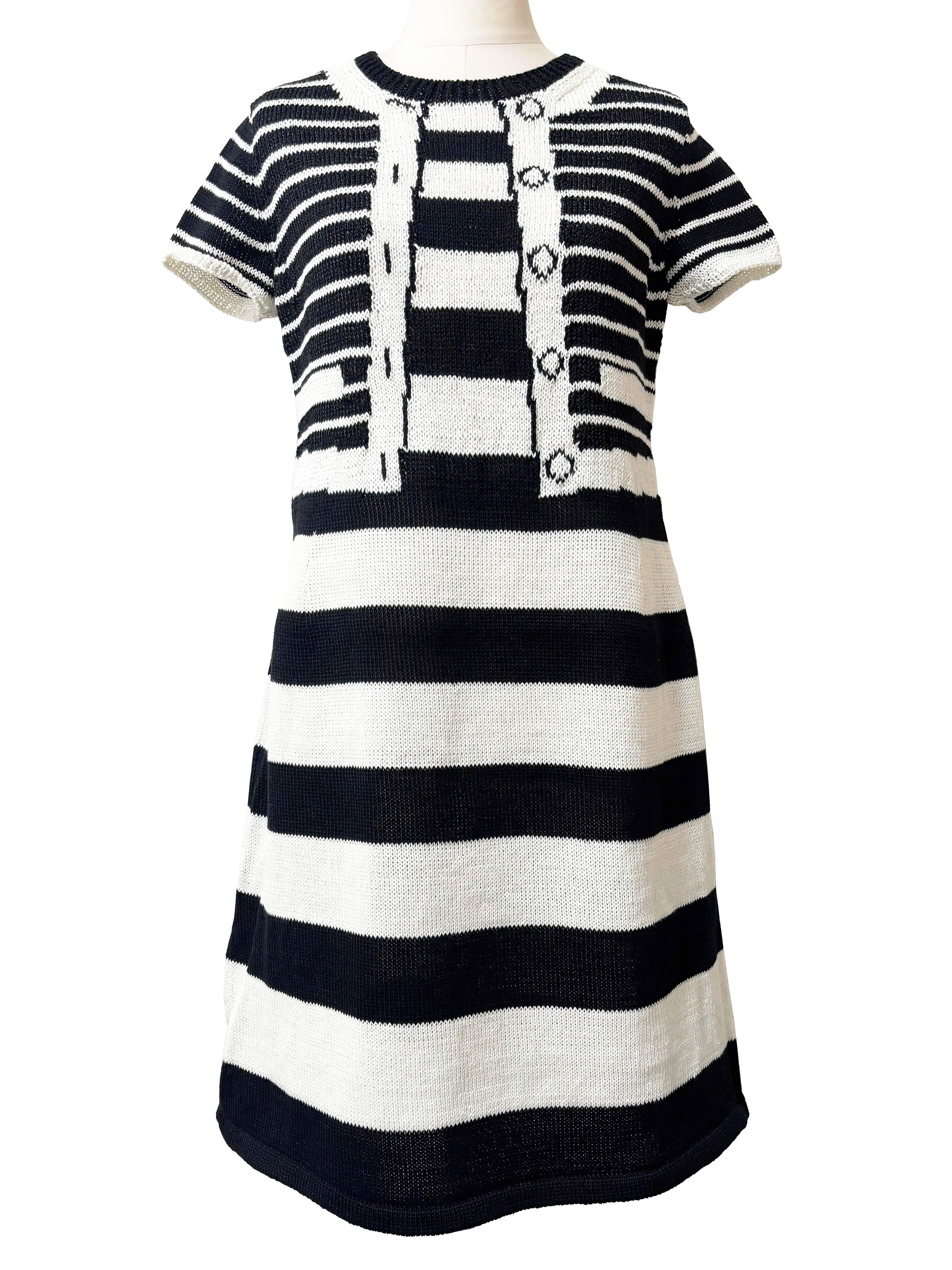 ワンピース、トロンプルイユ、半袖、ニット、ボーダー