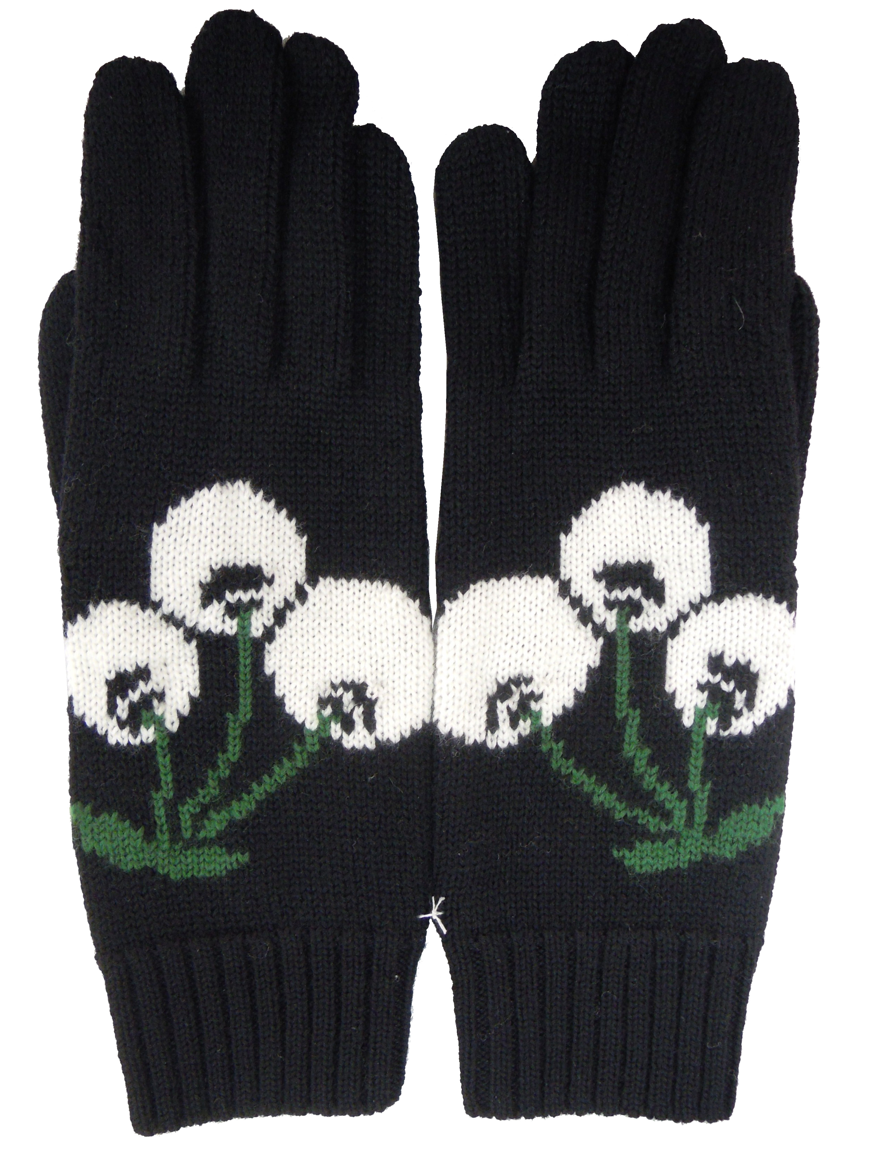 ニット、手袋、手編み、ジャガード、さくらんぼ