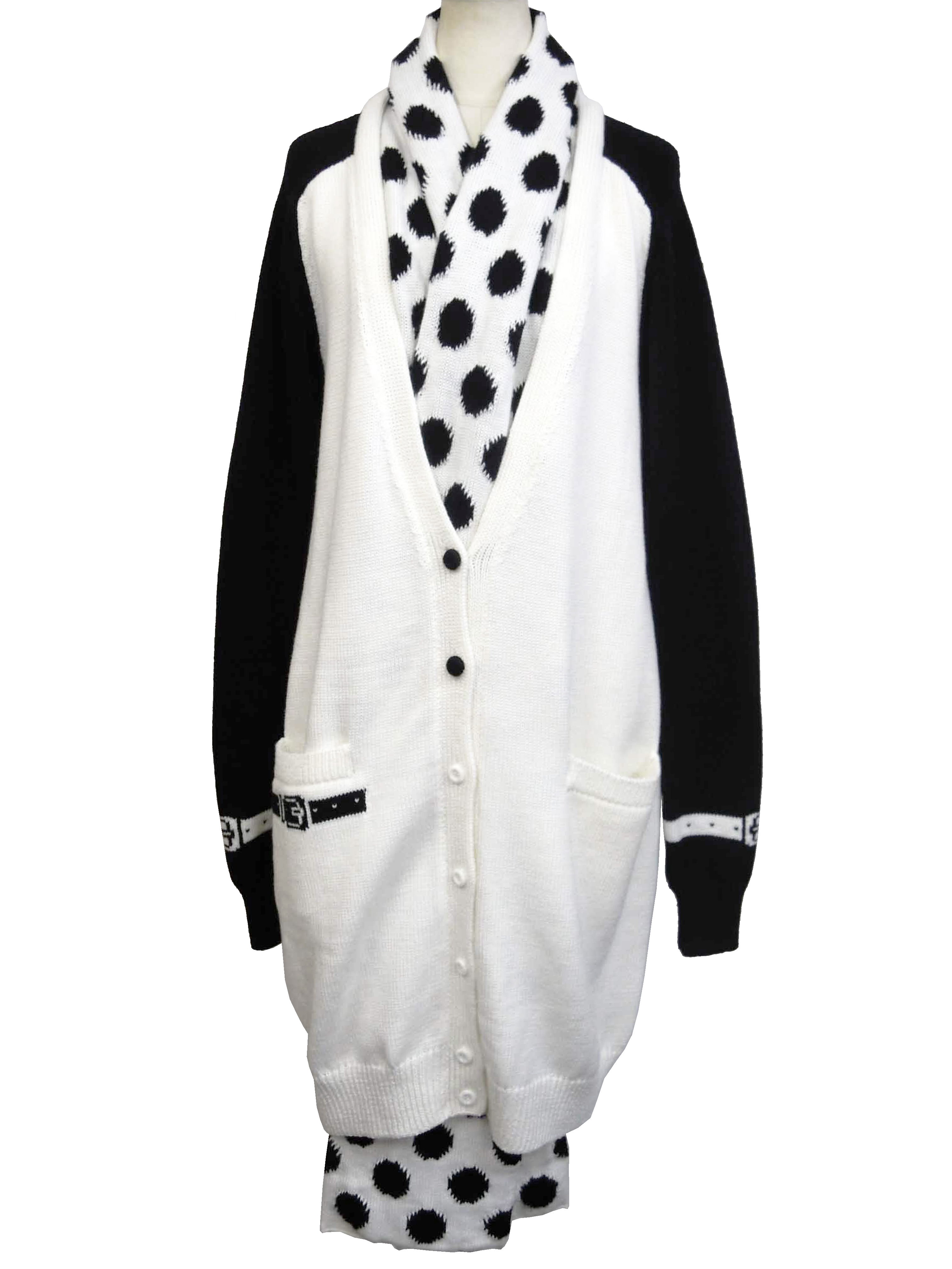 ニット、水玉、手編み、ジャガード、カーディガン