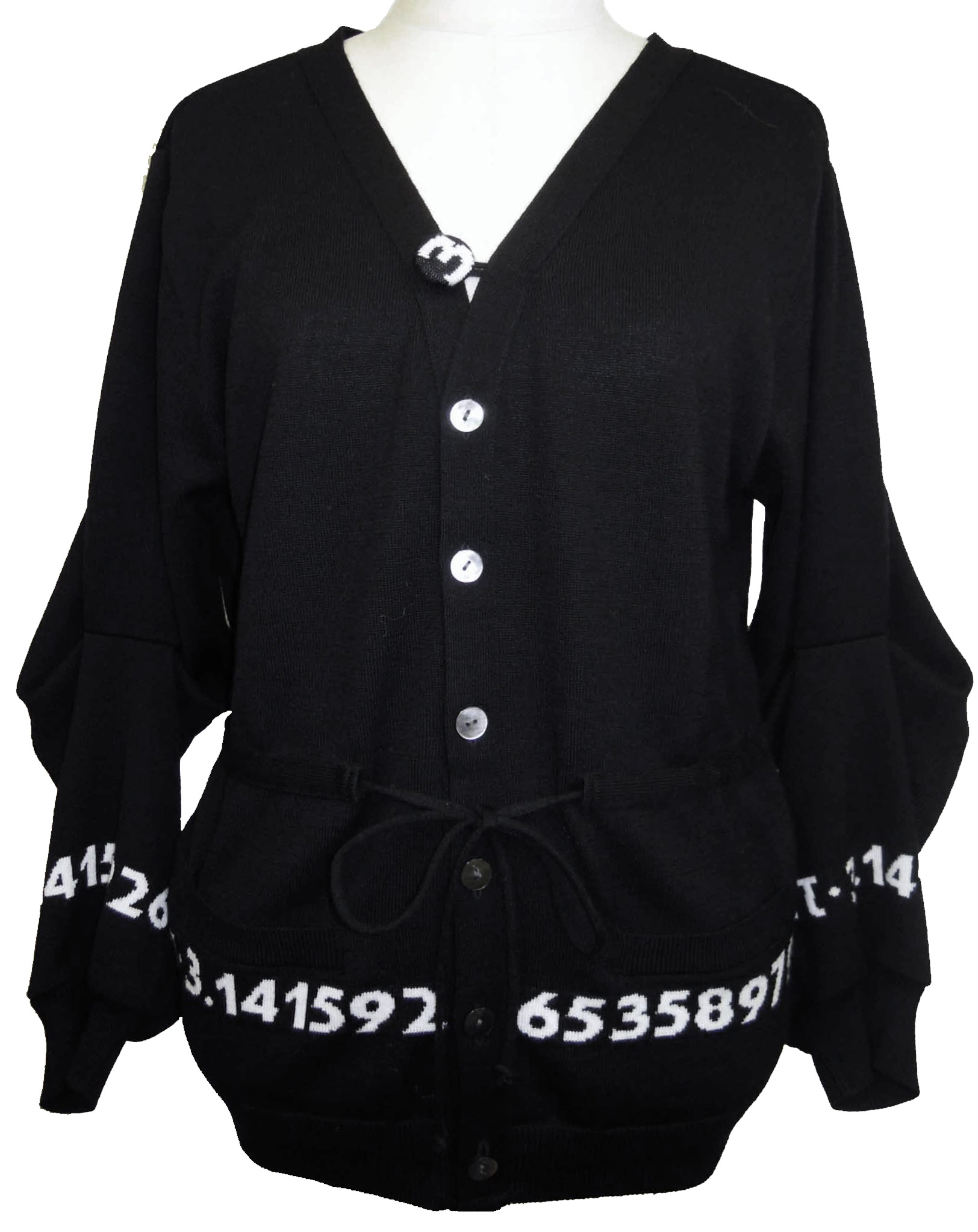 カーディガン、数字、ジャカード、ニット、長袖