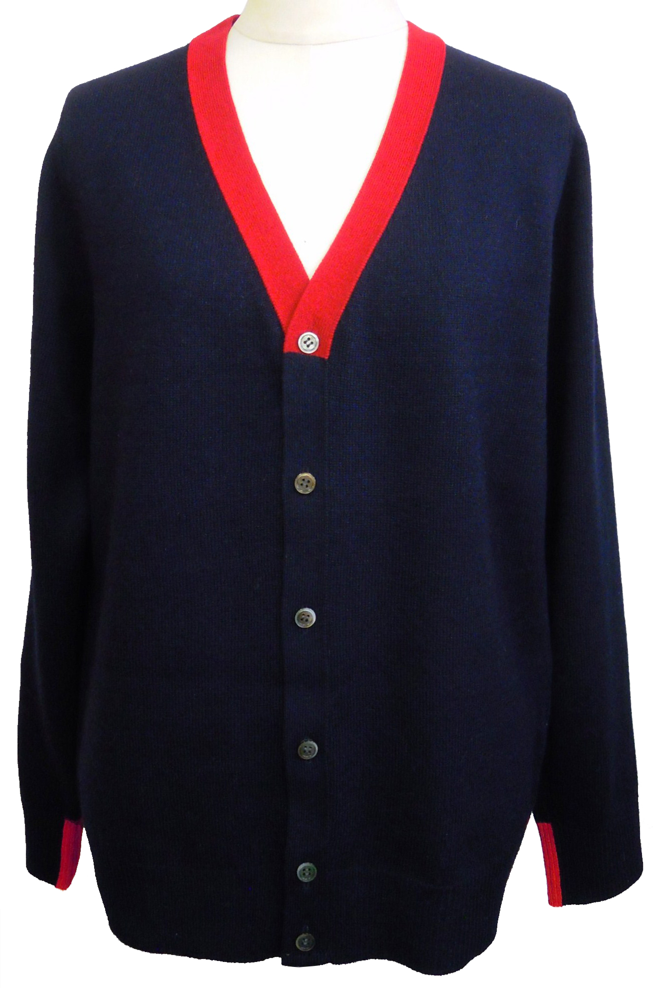 カーディガン、カラーブロック、Vネック、ニット、長袖