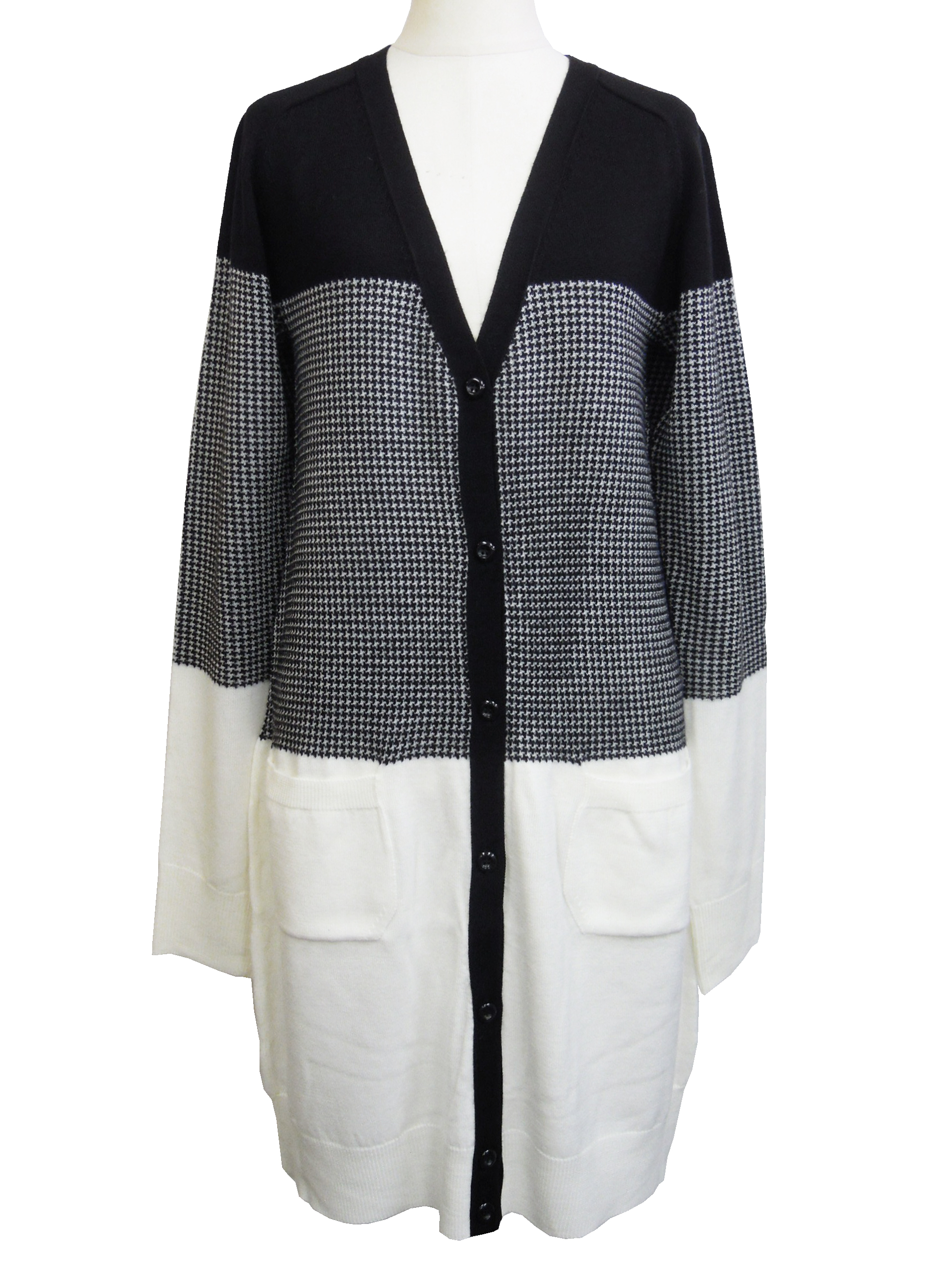 カーディガン、千鳥、ジャカード、ニット、長袖