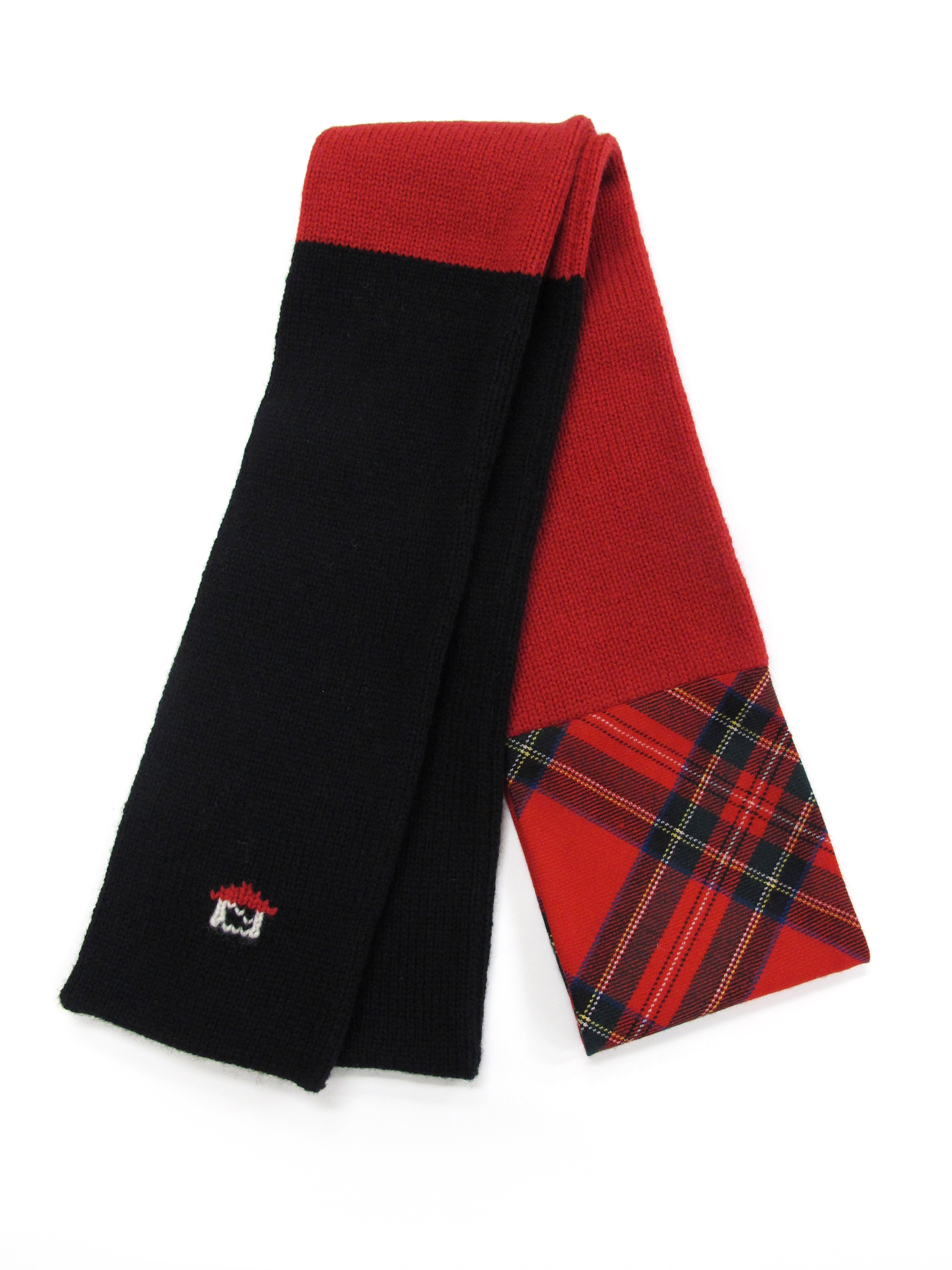 タータンチェック×カラーブロックマフラー