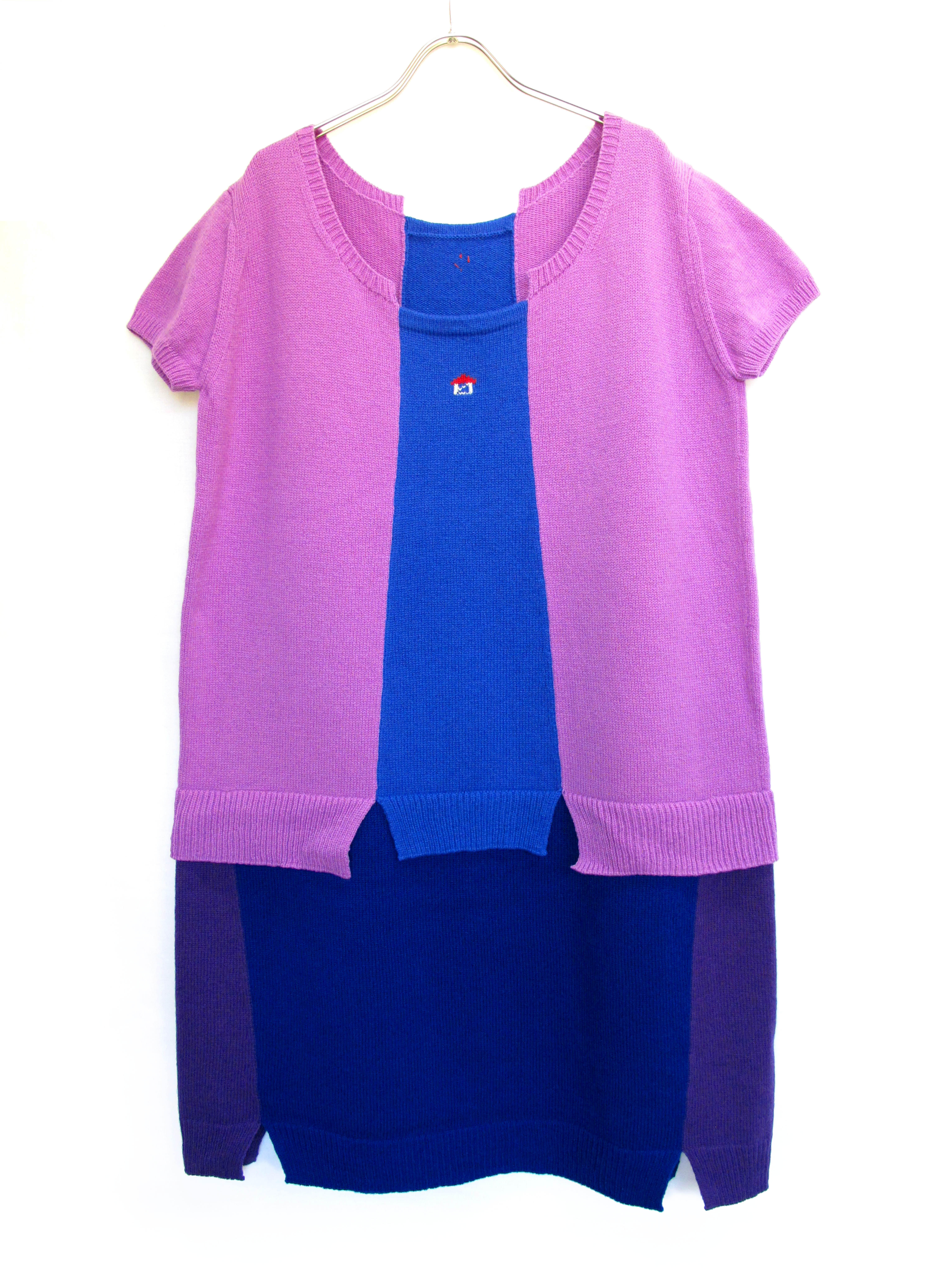 マルチカラーセットアップ風ニットドレス