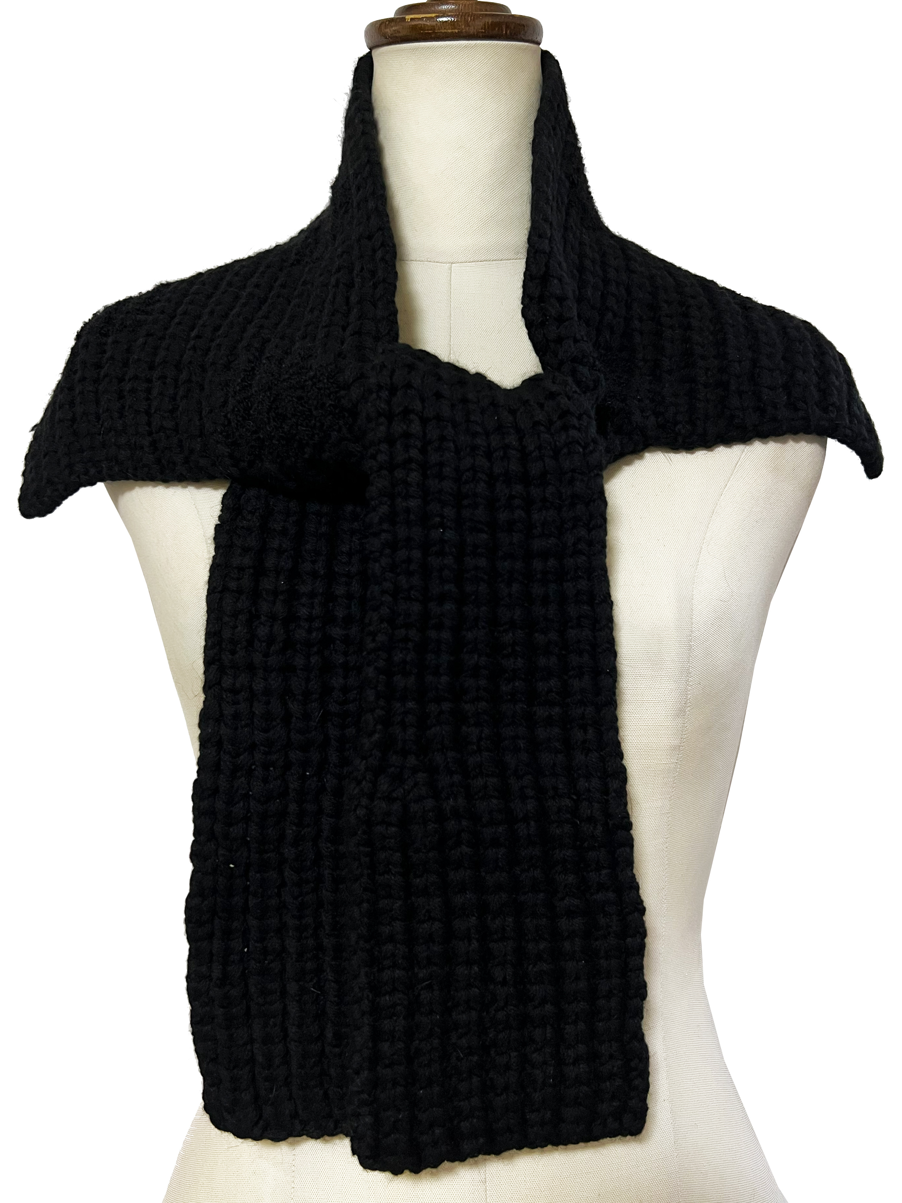 ニット、マフラー、ジャカード、水玉、ショールカラー