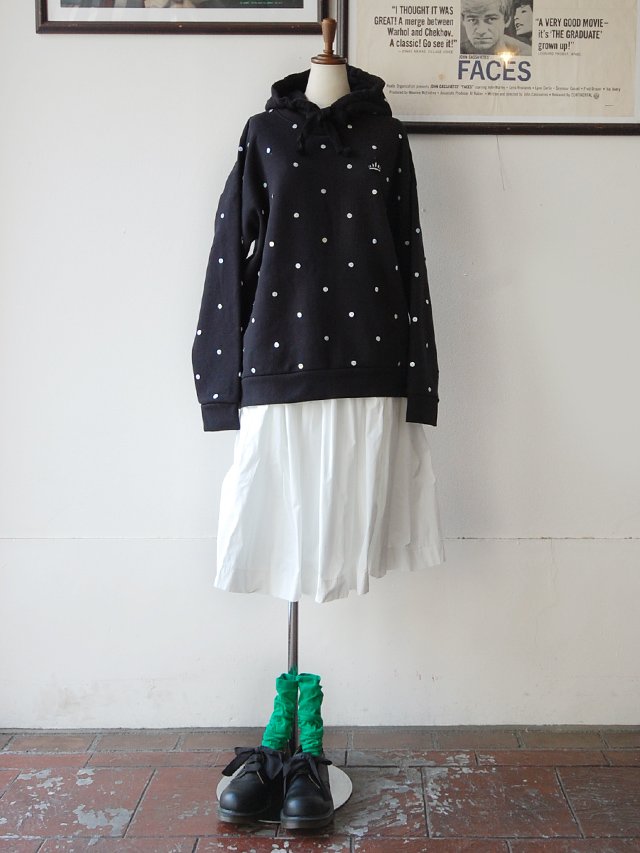 スパンコールドット　吊裏毛パーカー