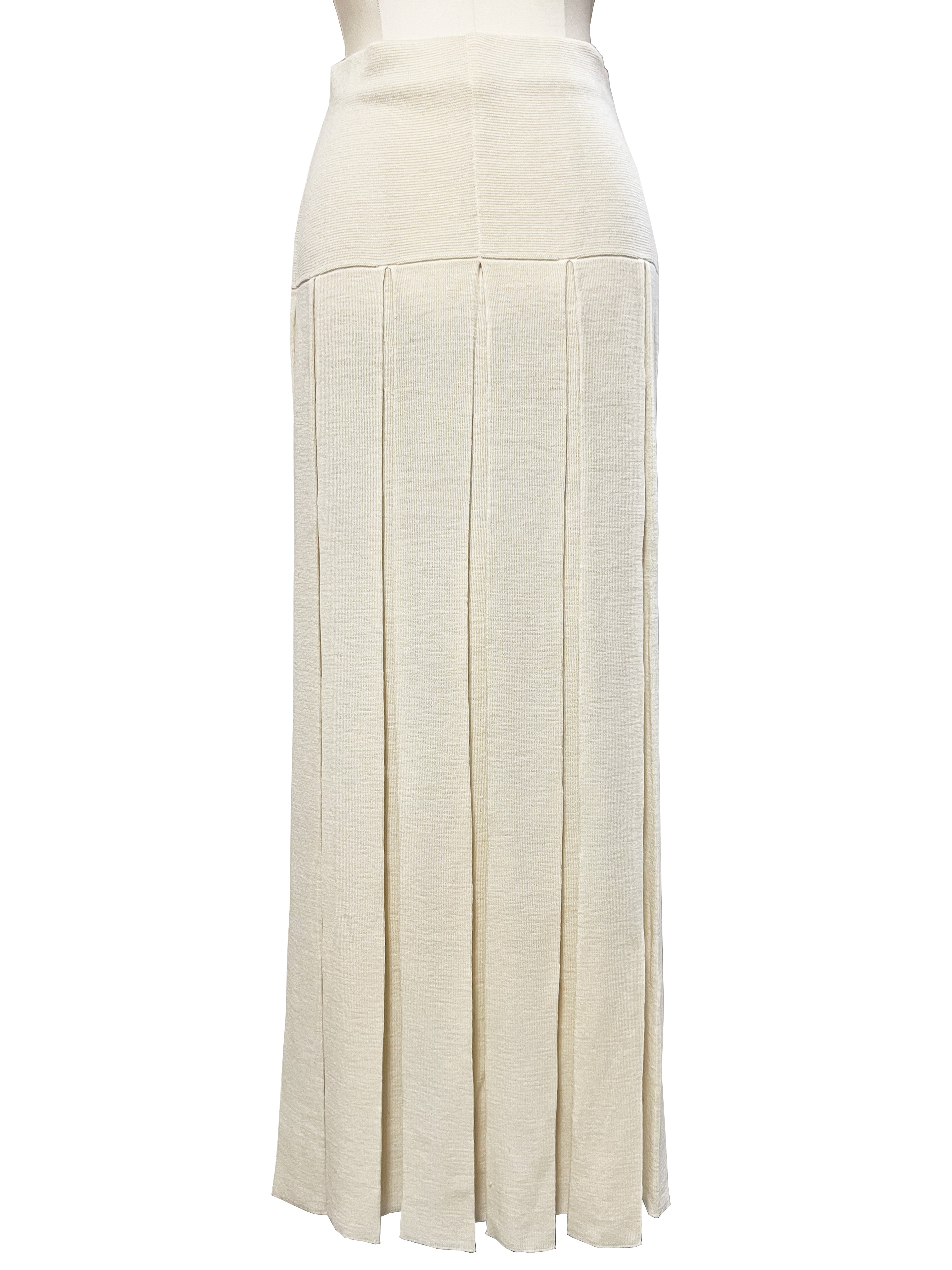 ニット、スカート、ミラノリブ、プリーツ、ロング