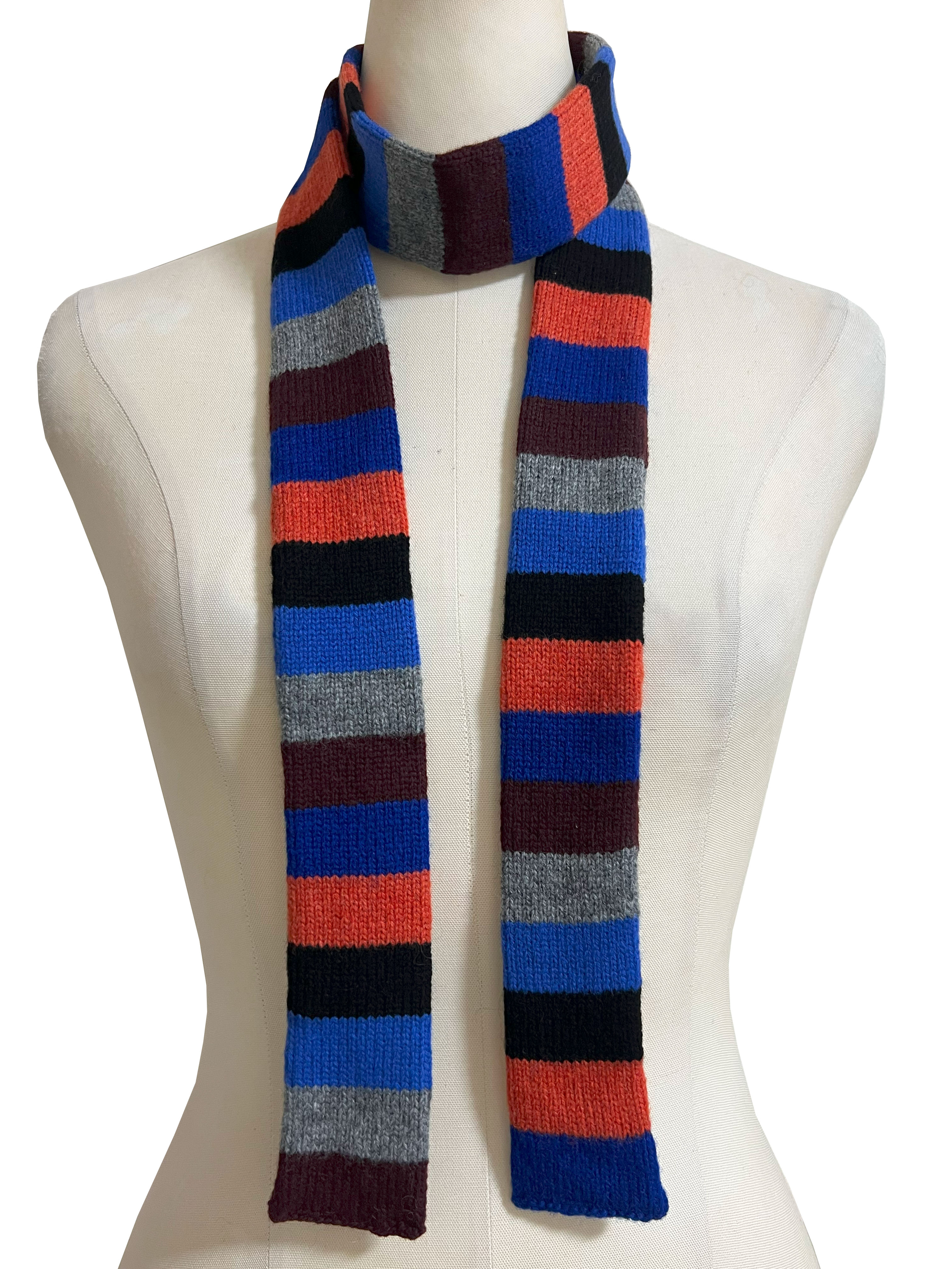 マフラー、ボーダー、ナロー、マルチカラー、ストール