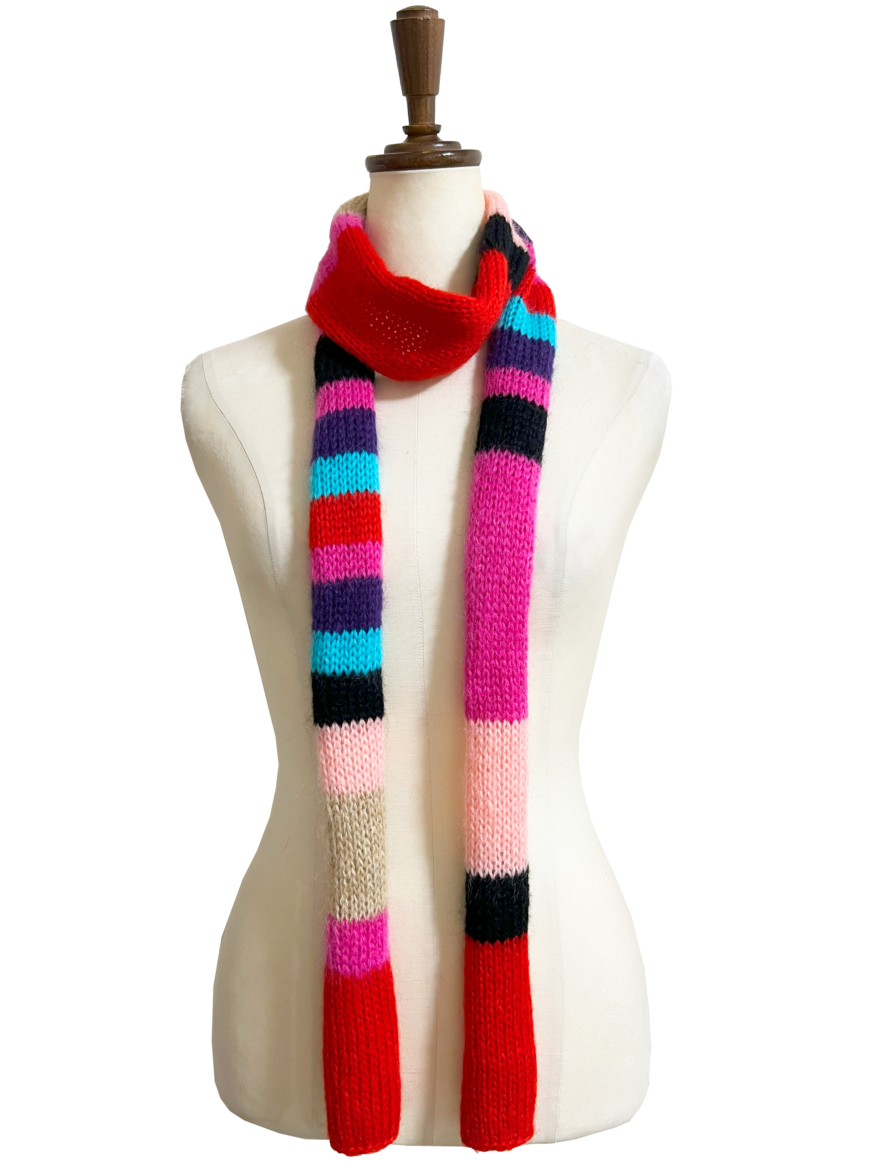 マフラー、ボーダー、ナロー、マルチカラー、ストール