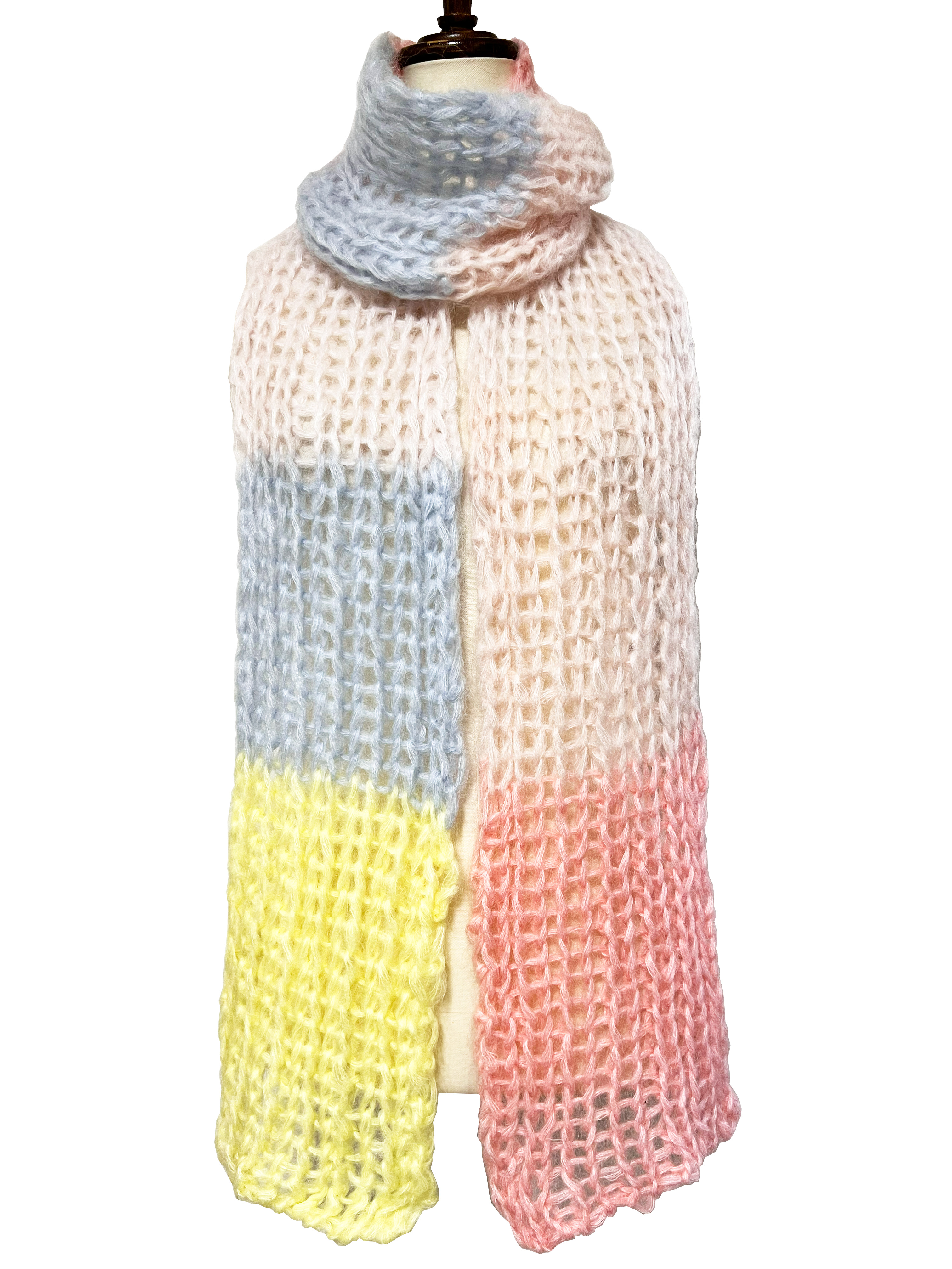 ニット、マフラー、ボーダー、モヘア、パステルカラー