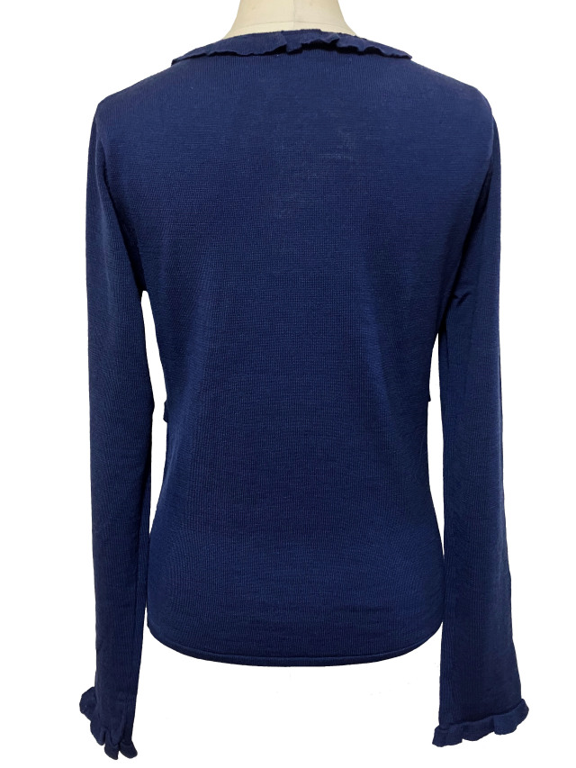 ニット、トップス、フリル、長袖、Vネック