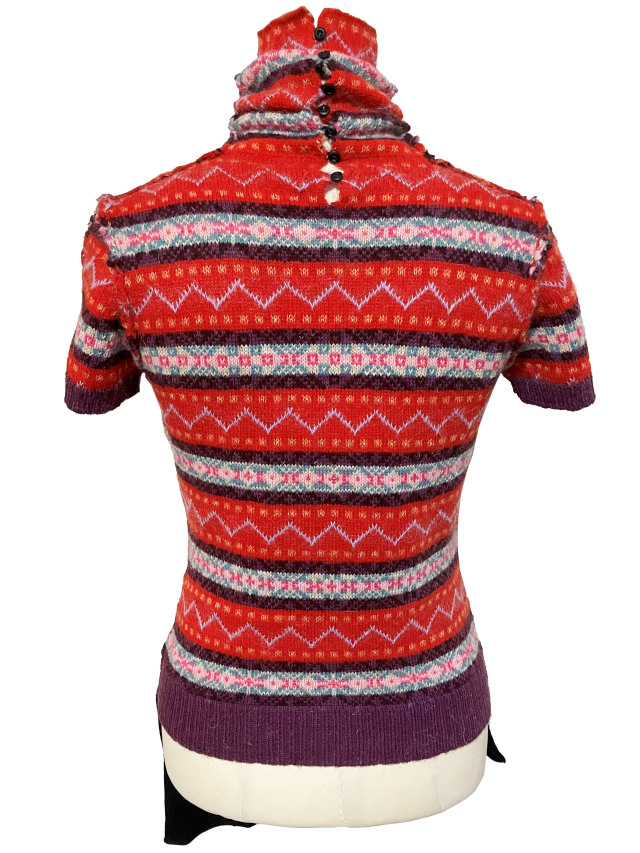 ニット、半袖、ジャカード、フェアアイル、トップス