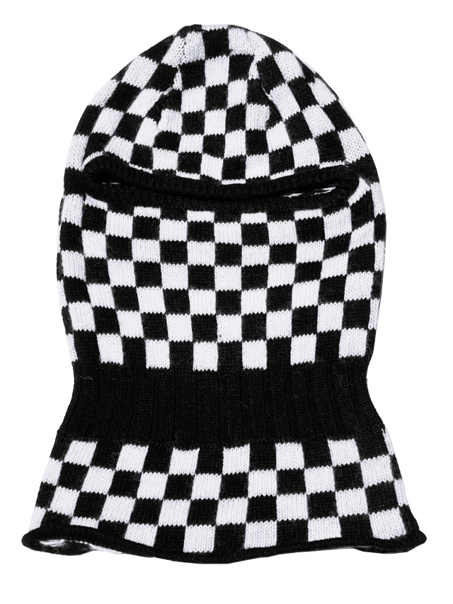 ニット、帽子、バラクラバ、ジャカード、市松
