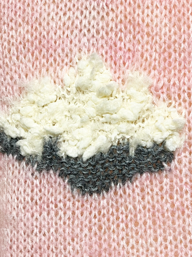 ニット、ワンピース、モヘア、曇、ジャカード