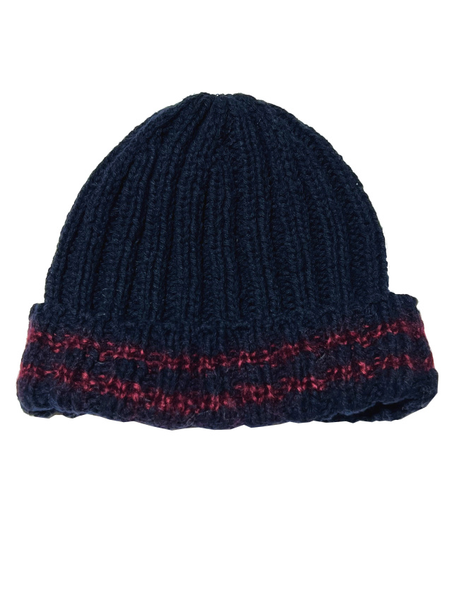 ニット、帽子、ワッチ、リブ編、ライン