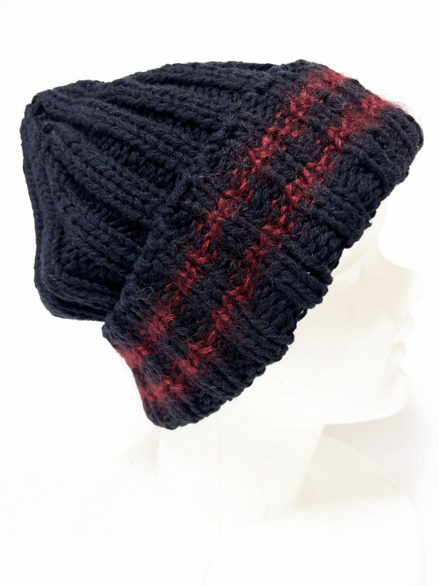 ニット、帽子、ワッチ、リブ編、ライン