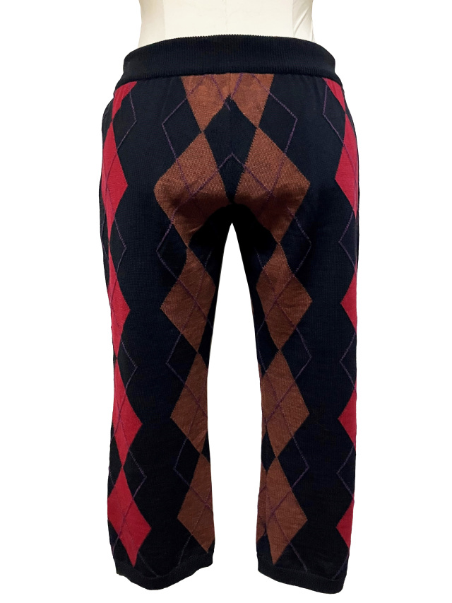 ニット、ボトム、クロップト丈、アーガイル、パンツ