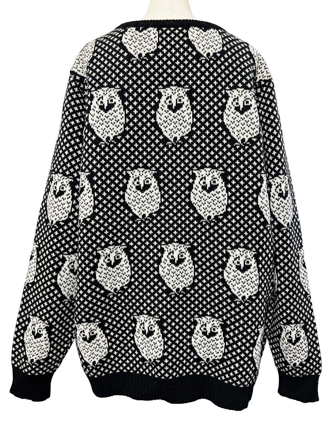 ニット、トップス、ジャカード、長袖、Vネック