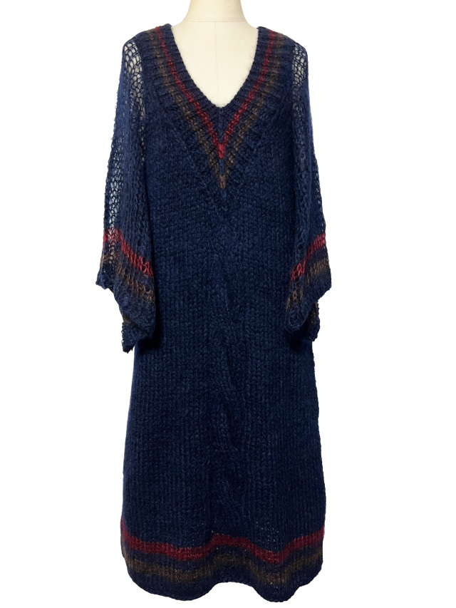 ニット、ワンピース、モヘア、チルデン、Vネック