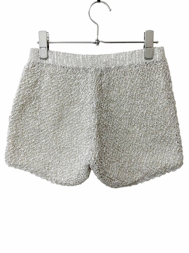 ニット、ショートパンツ、カギ編針、ラメ糸、ボトム