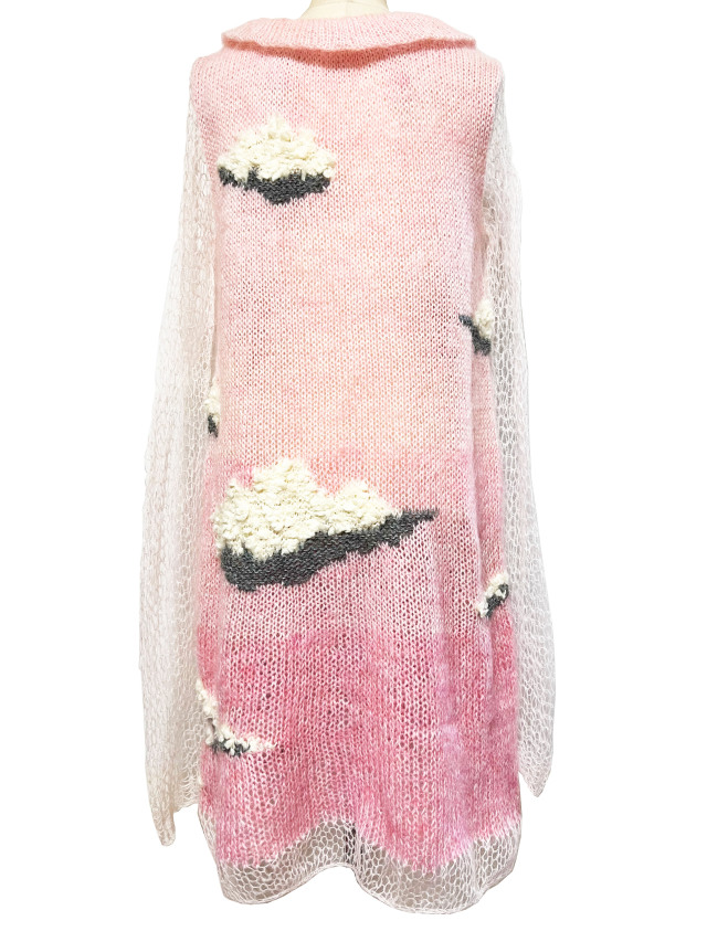 ニット、ワンピース、モヘア、曇、ジャカード