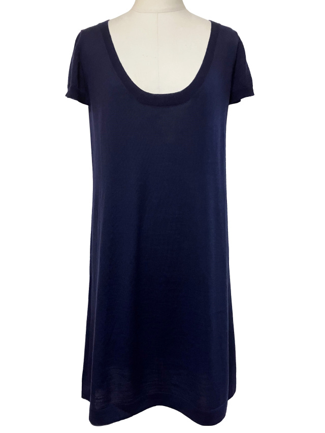 ニット、ワンピース、半袖、ラウンドネック、ウール