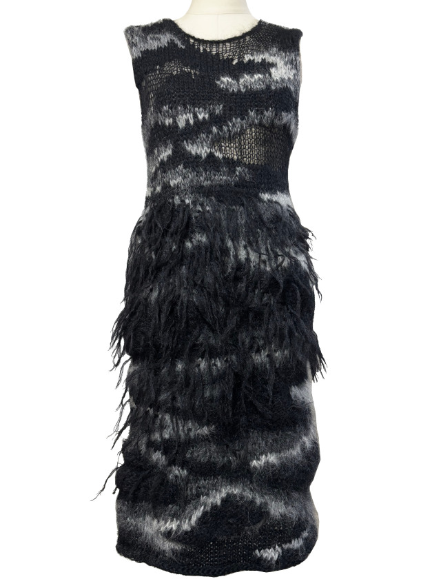 ニット、ジャカード、迷彩、ノースリーブ、ワンピース