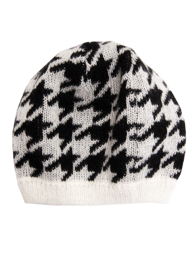 ニット、帽子、千鳥、ジャカード、ビーニー