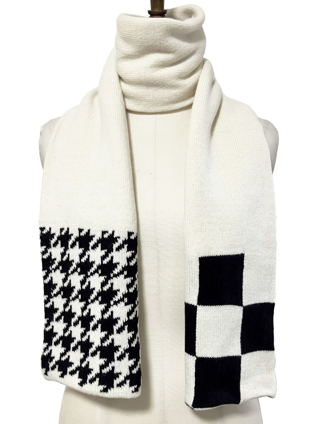 ニット、マフラー、市松、ショール、千鳥