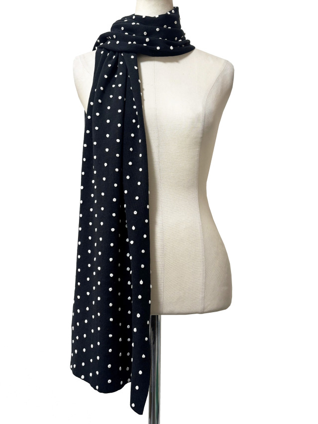 マフラー、ニット、刺繍、ドット、ロング