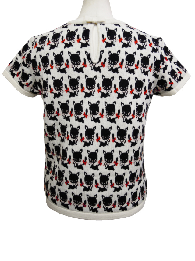 プルオーバー、動物、ジャカード、ニット、半袖