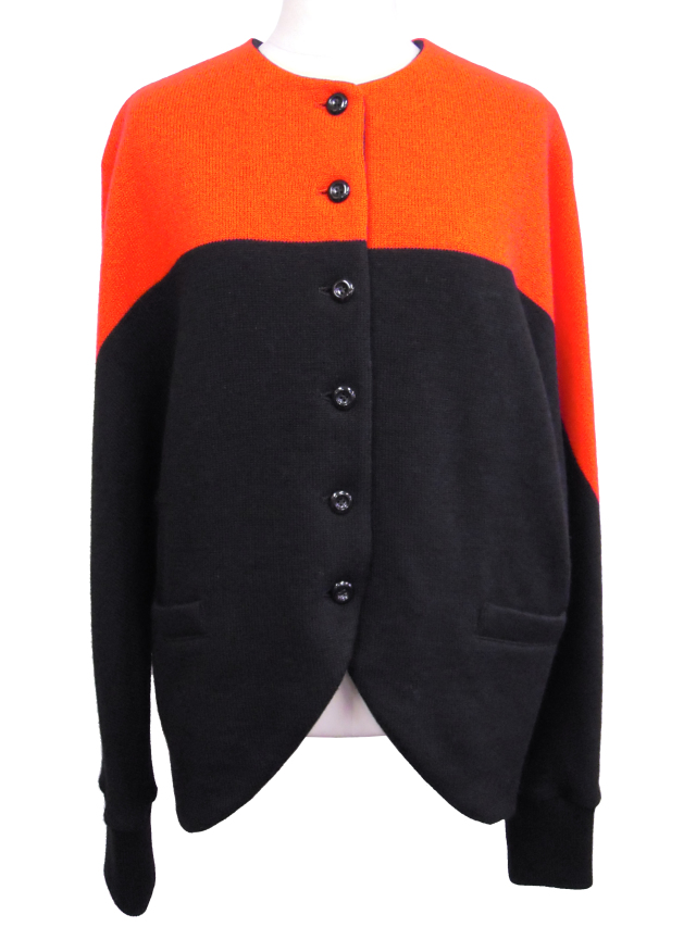 ニット、長袖、カーディガン、切替、トップス