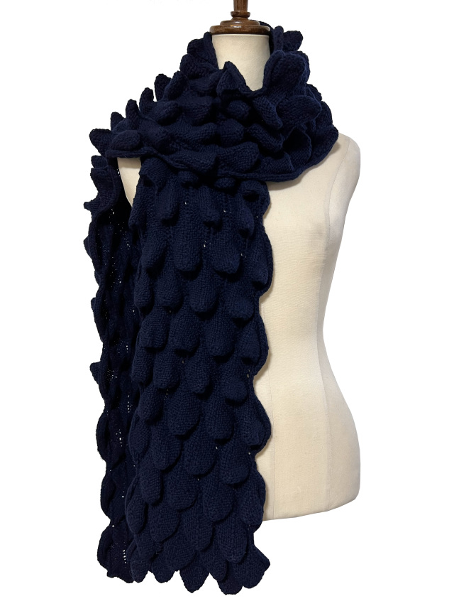 ニット、マフラー、ボップル編、手編み、ショール