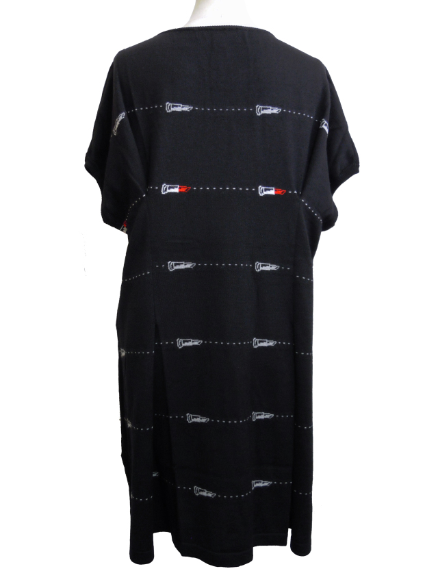 ニット、ワンピース、手編み、ジャガード、クルーネック