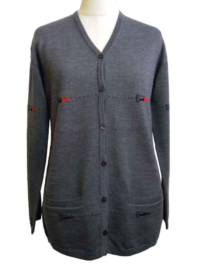 ニット、プルオーバー、手編み、ジャガード、Vネック