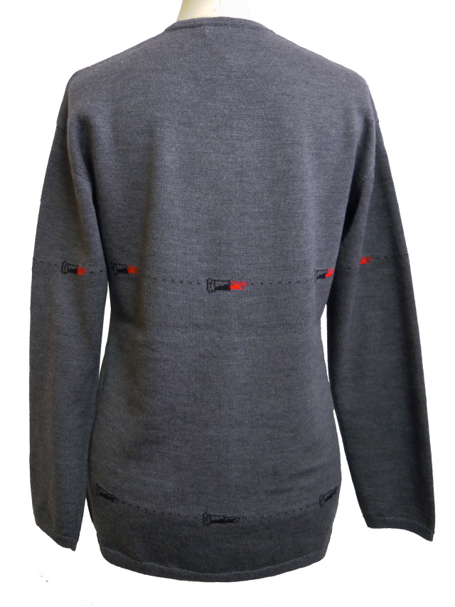 ニット、プルオーバー、手編み、ジャガード、Vネック