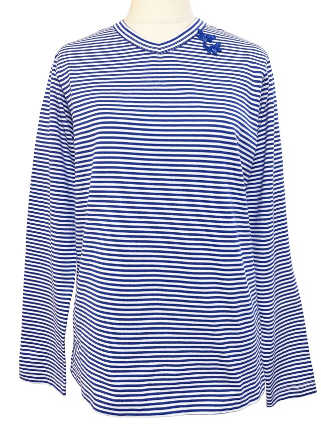 Tシャツ、ボーダー、長袖、ユニセックス、綿