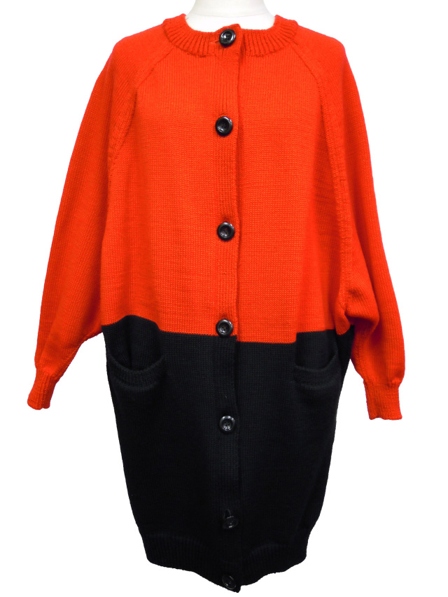 ニット、長袖、カーディガン、切替、トップス