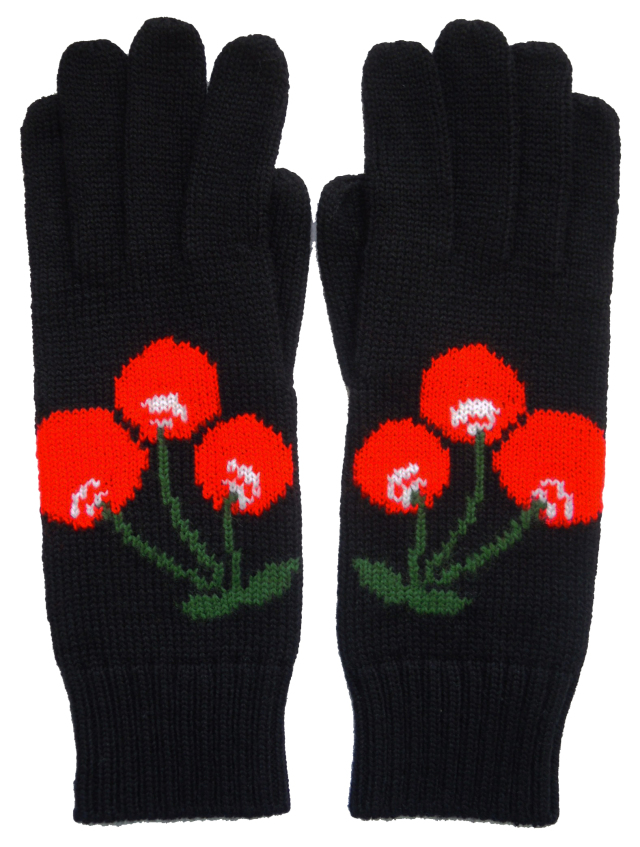 ニット、手袋、手編み、ジャガード、チェリー