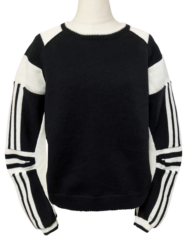 ニット、トップス、ラグラン、切替、クルーネック