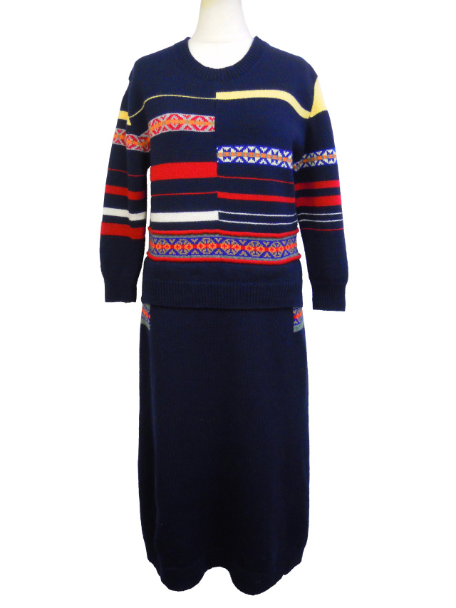 ニット、ワンピース、ジャカード、セットアップ風、フェアアイル