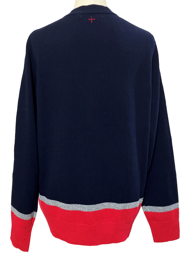 カーディガン、カラーブロック、Vネック、ニット、長袖