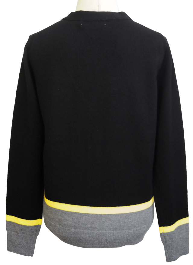 カーディガン、カラーブロック、Vネック、ニット、長袖